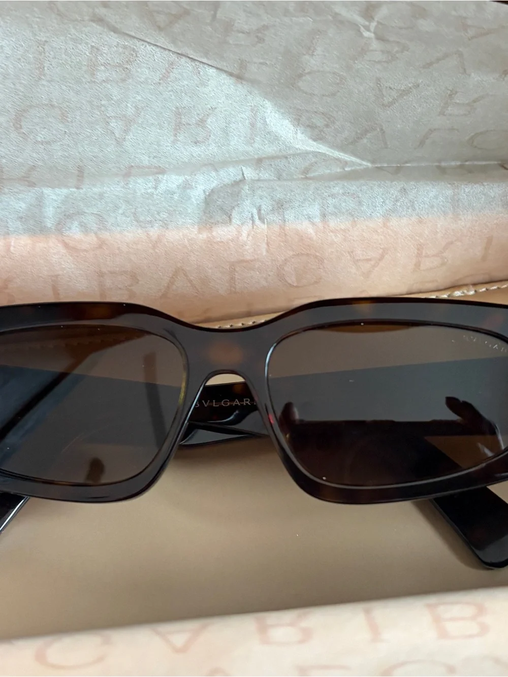 Never worn Bulgari Luxury Brown Sunglasses with Gold Logo and Hardware